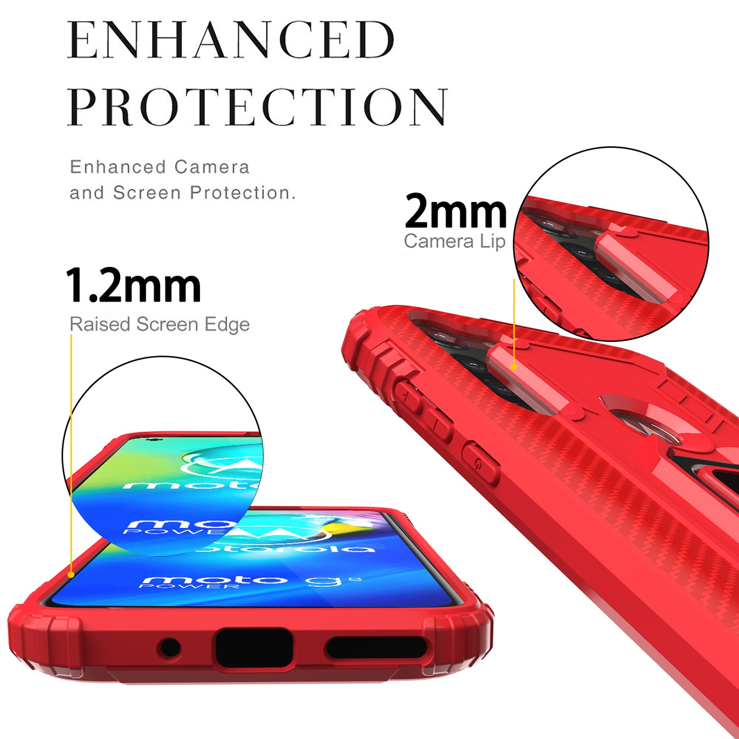 Finger Ring Kickstand Drop-proof TPU Protective Cover for Motorola Moto G8 Power