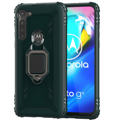 Finger Ring Kickstand Drop-proof TPU Protective Cover for Motorola Moto G8 Power