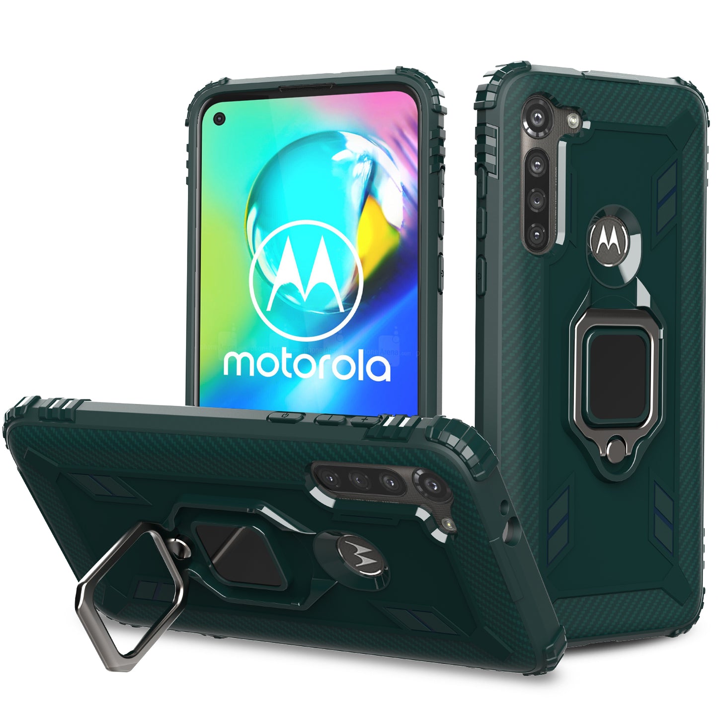 Finger Ring Kickstand Drop-proof TPU Protective Cover for Motorola Moto G8 Power