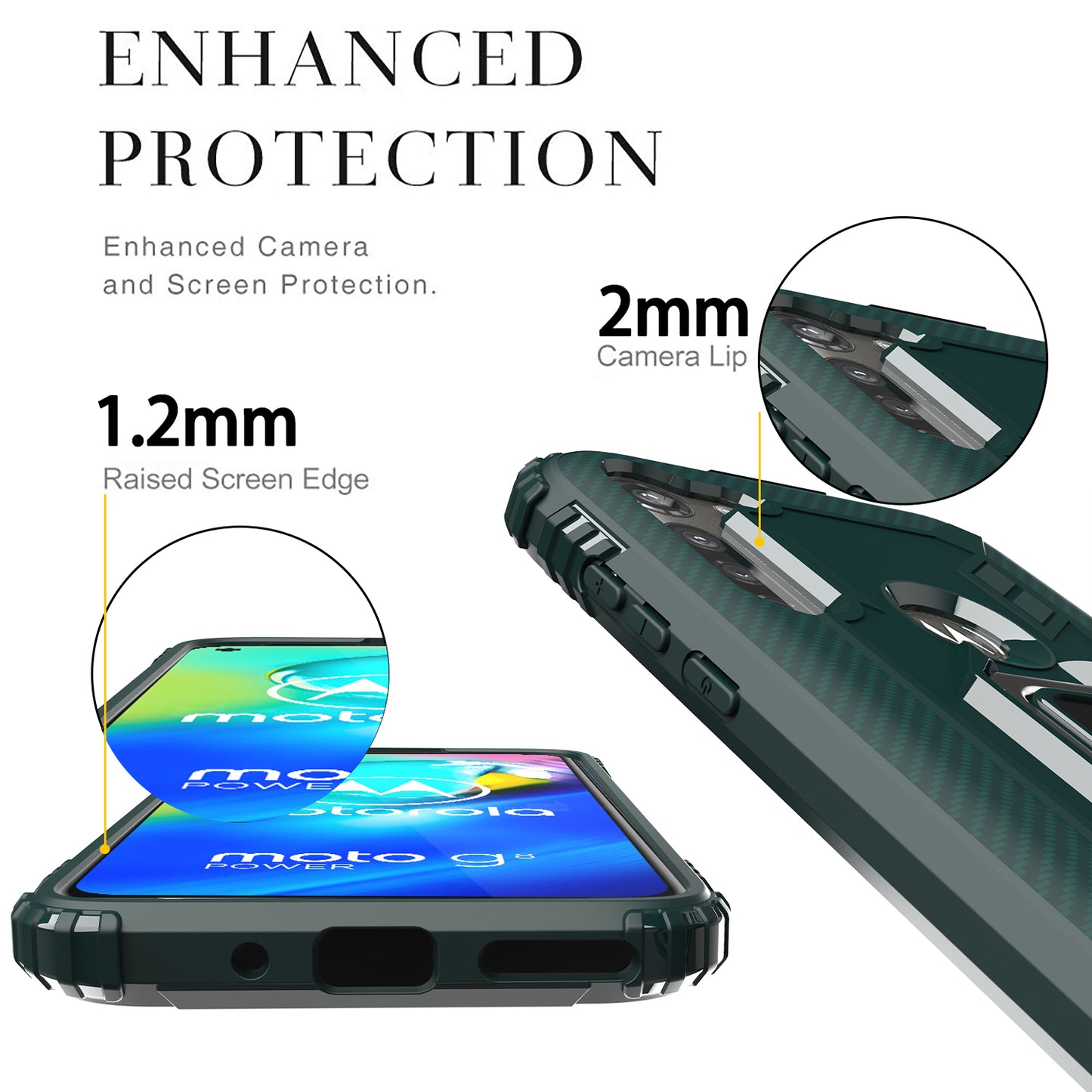 Finger Ring Kickstand Drop-proof TPU Protective Cover for Motorola Moto G8 Power