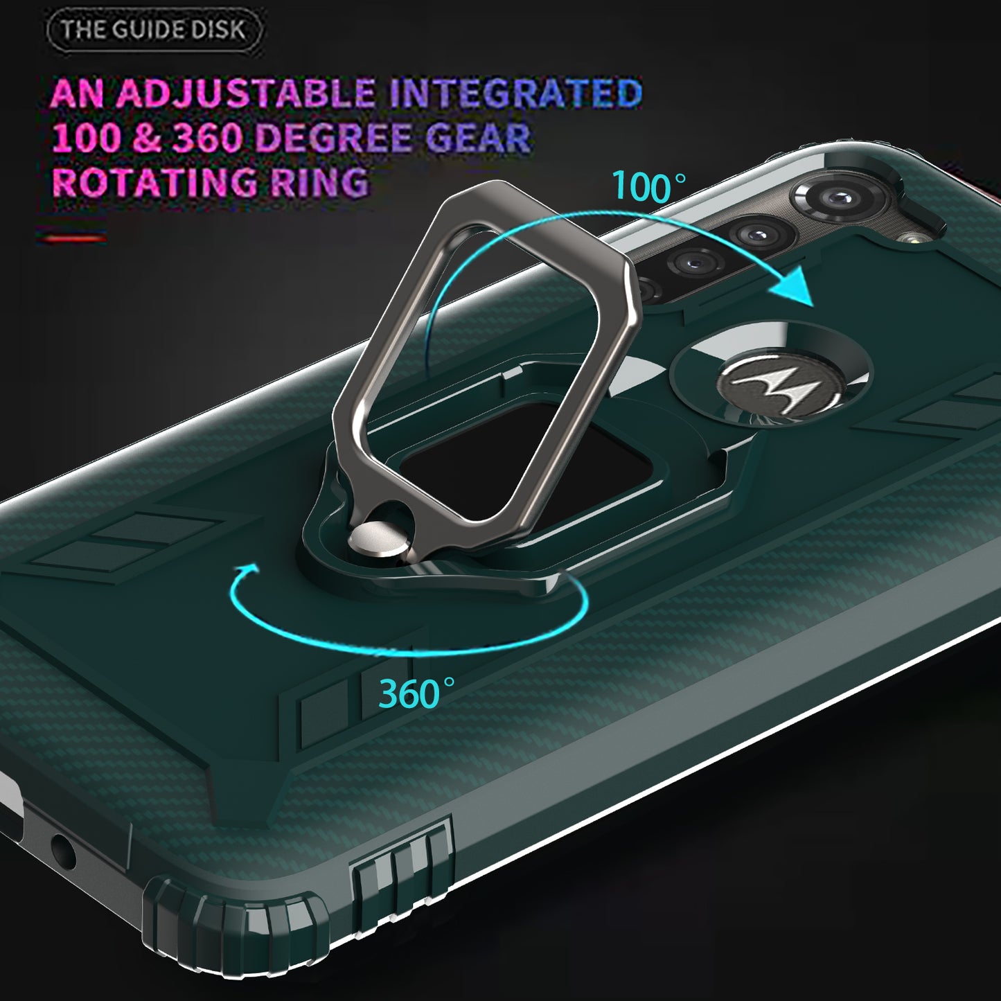 Finger Ring Kickstand Drop-proof TPU Protective Cover for Motorola Moto G8 Power