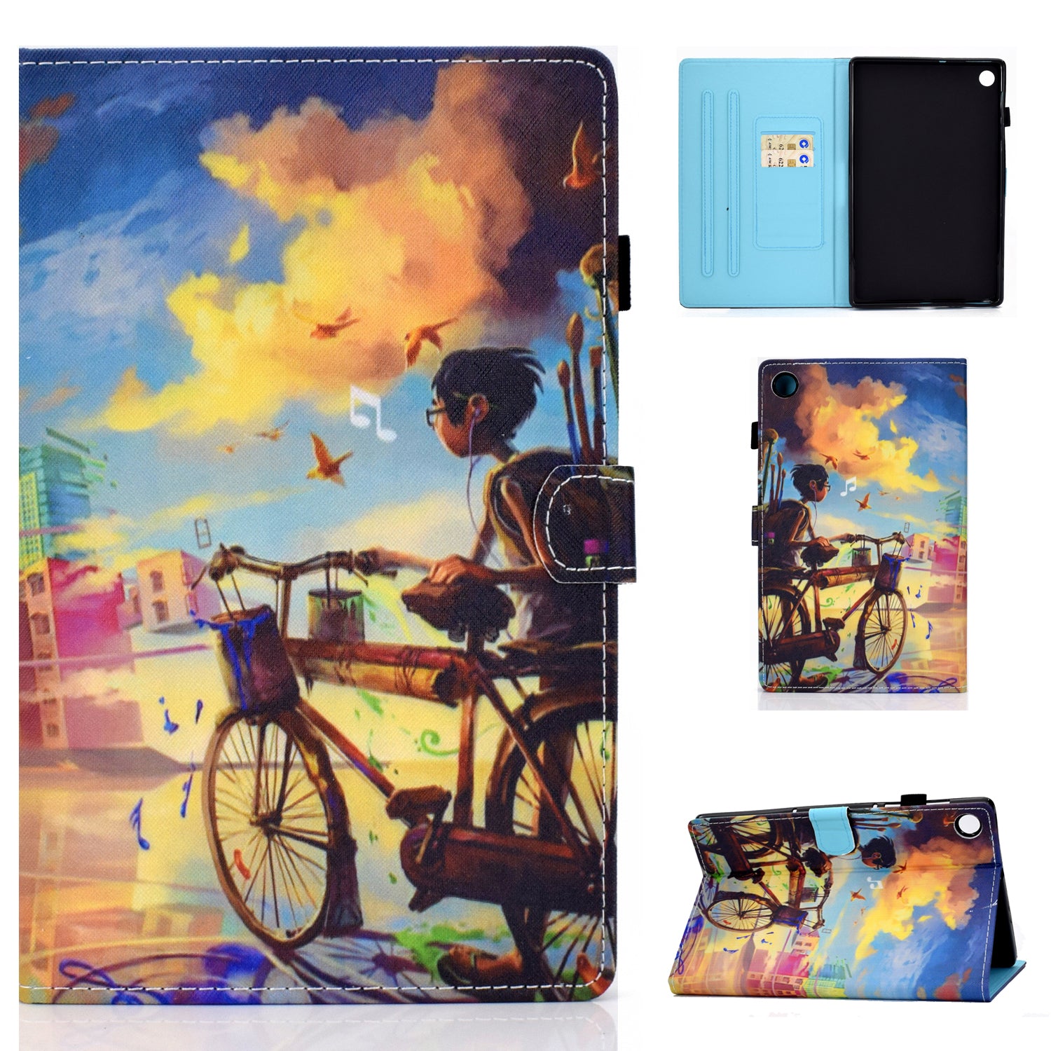 Pattern Printing Stand Card Holder Leather Tablet Case for Lenovo Tab M10 Plus TB-X606F