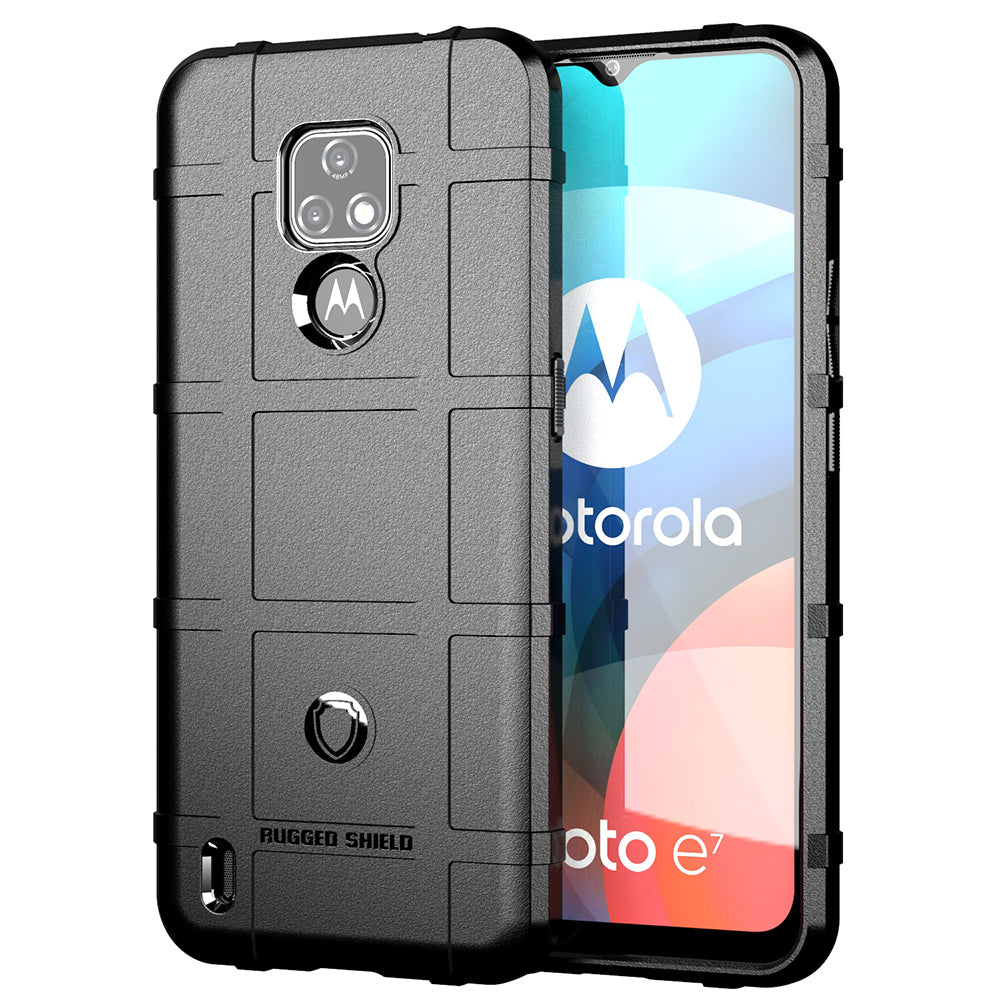 Rugged Shield Square Grid Texture TPU Cell Phone Coverign Case for Motorola Moto E7