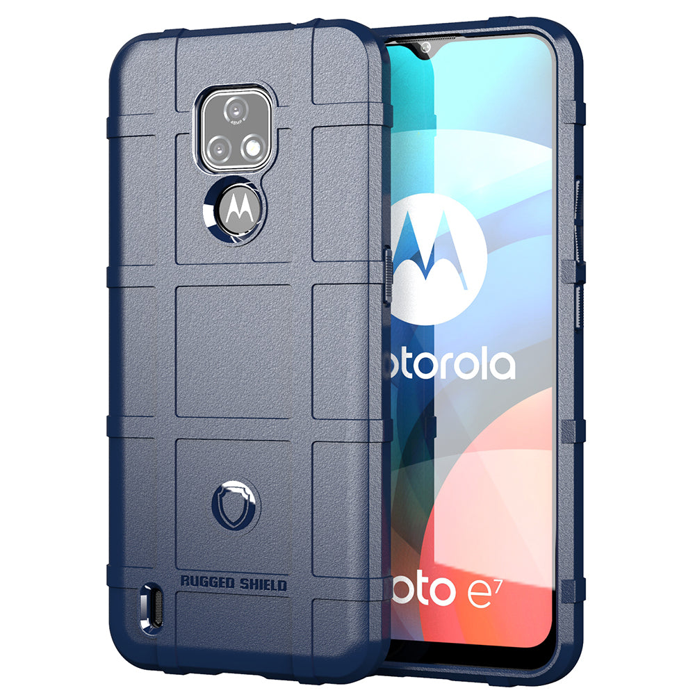 Rugged Shield Square Grid Texture TPU Cell Phone Coverign Case for Motorola Moto E7