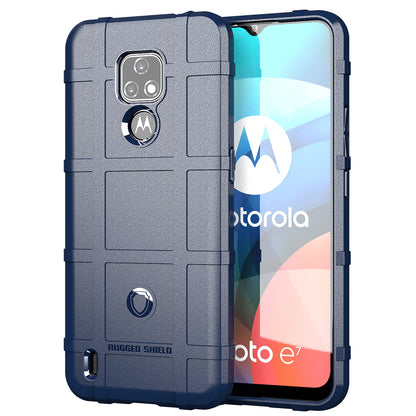 Rugged Shield Square Grid Texture TPU Cell Phone Coverign Case for Motorola Moto E7