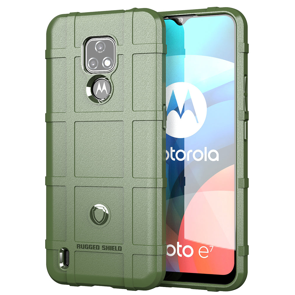 Rugged Shield Square Grid Texture TPU Cell Phone Coverign Case for Motorola Moto E7