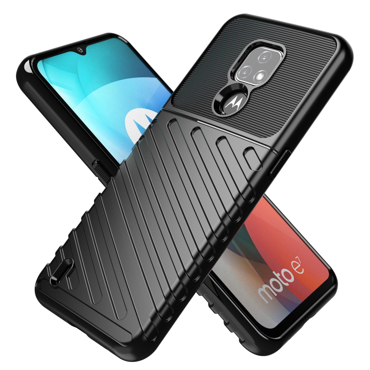 Thunder Series Twill Texture Soft Shell TPU Phone Case for Motorola Moto E7