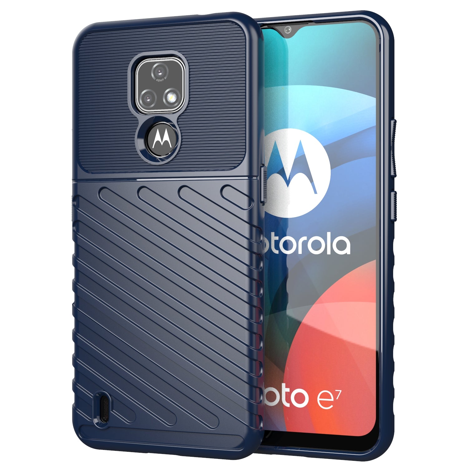 Thunder Series Twill Texture Soft Shell TPU Phone Case for Motorola Moto E7