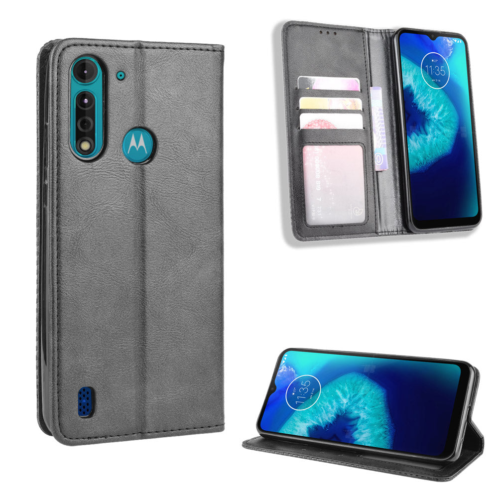 Retro Magnetic Leather Phone Cover for Motorola Moto G8 Power Lite