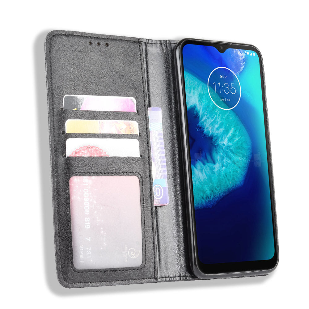 Retro Magnetic Leather Phone Cover for Motorola Moto G8 Power Lite