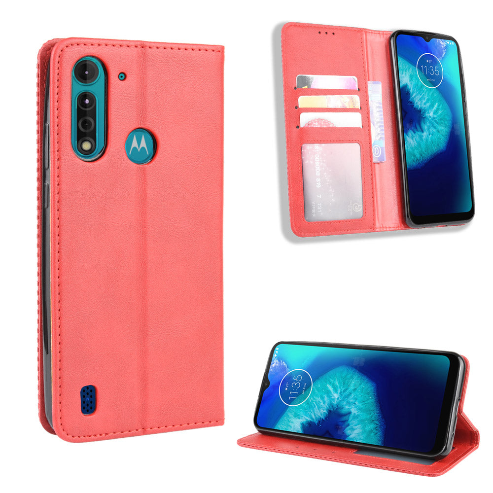 Retro Magnetic Leather Phone Cover for Motorola Moto G8 Power Lite