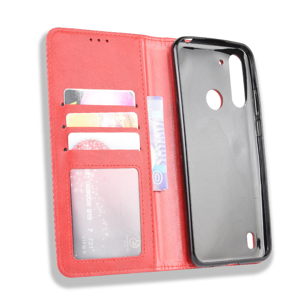 Retro Magnetic Leather Phone Cover for Motorola Moto G8 Power Lite