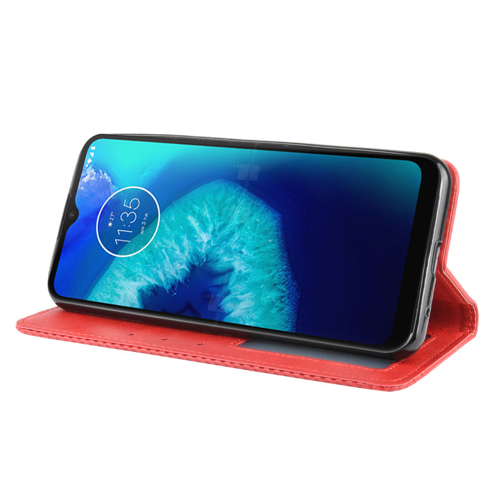 Retro Magnetic Leather Phone Cover for Motorola Moto G8 Power Lite