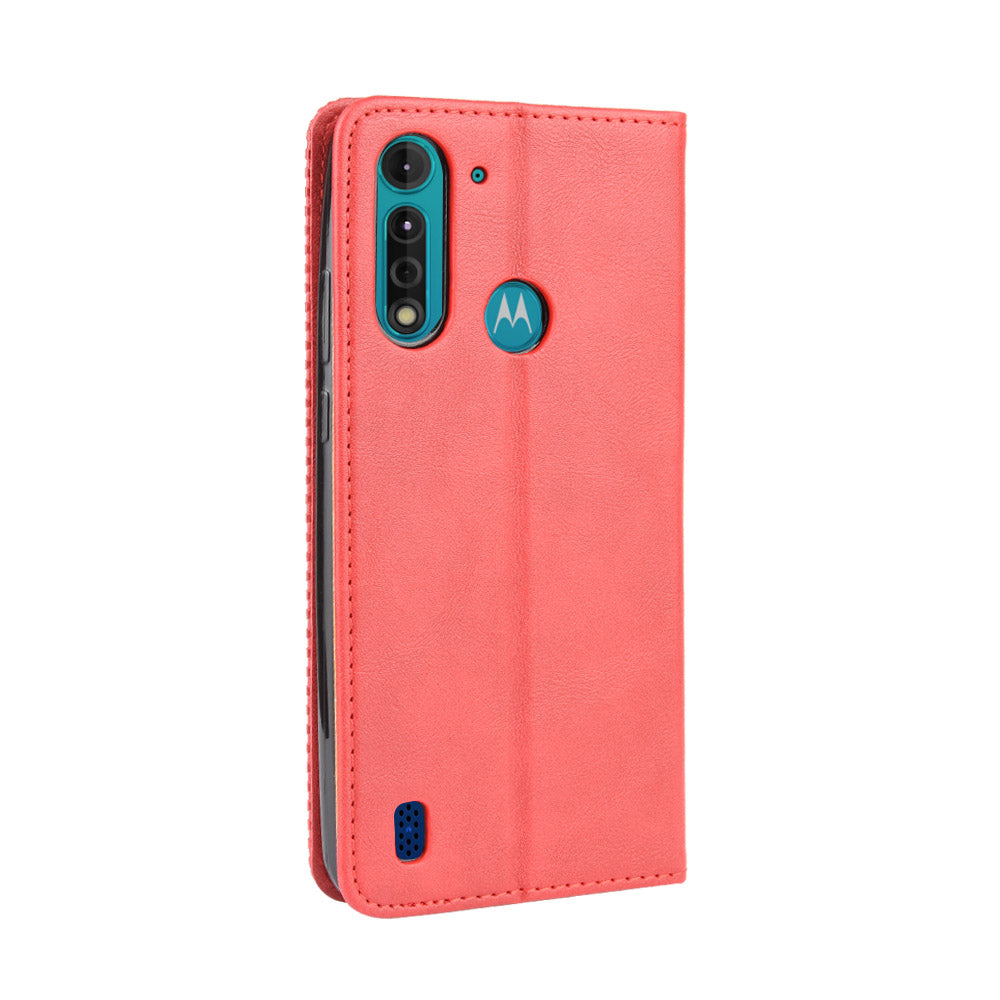 Retro Magnetic Leather Phone Cover for Motorola Moto G8 Power Lite