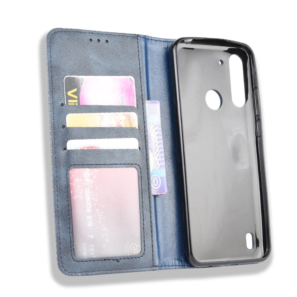 Retro Magnetic Leather Phone Cover for Motorola Moto G8 Power Lite