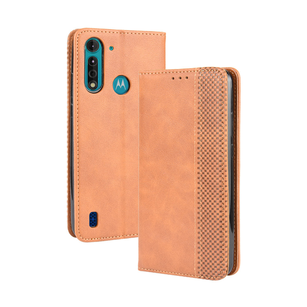 Retro Magnetic Leather Phone Cover for Motorola Moto G8 Power Lite