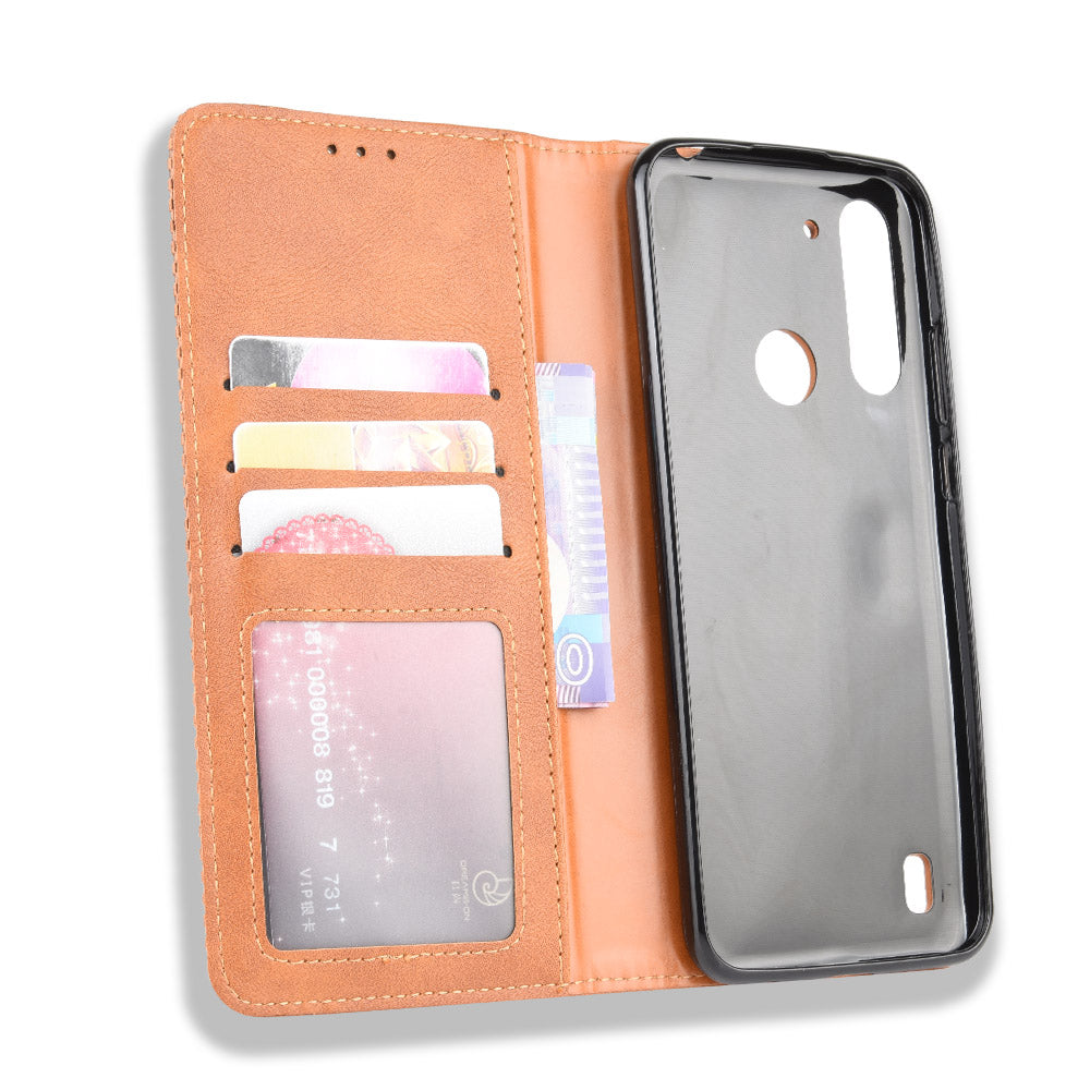 Retro Magnetic Leather Phone Cover for Motorola Moto G8 Power Lite