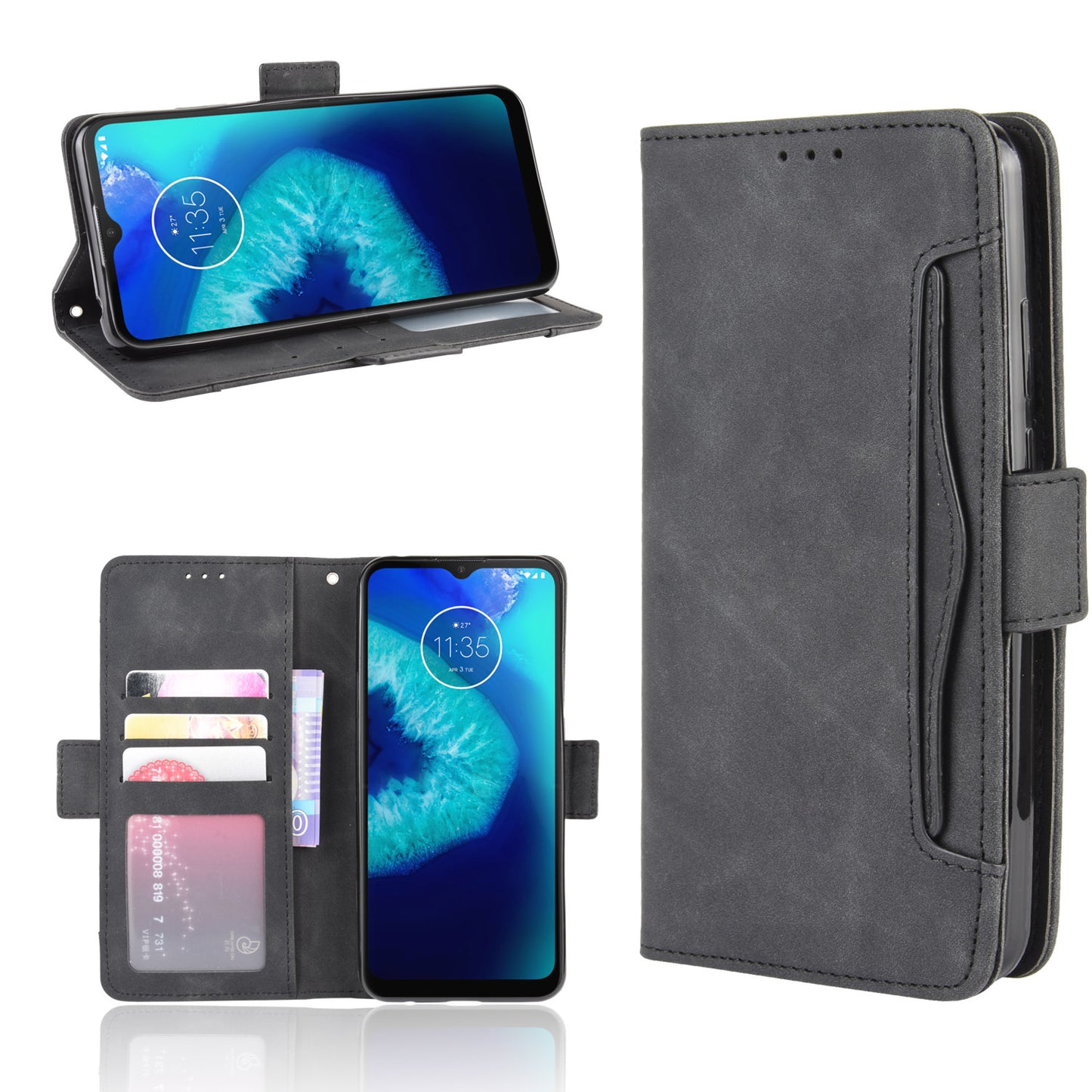 Multiple Card Slots PU Leather Shell for Motorola Moto G8 Power Lite