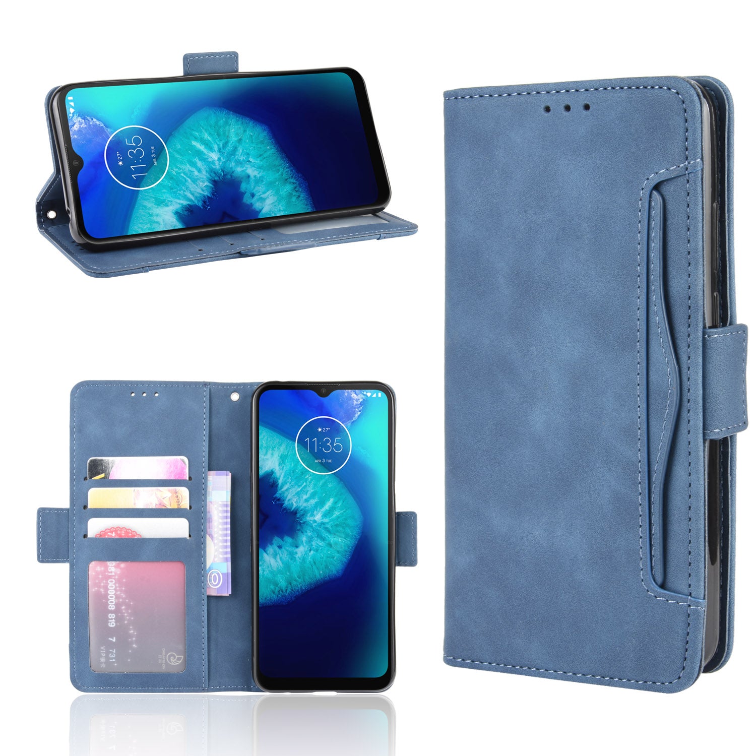 Multiple Card Slots PU Leather Shell for Motorola Moto G8 Power Lite