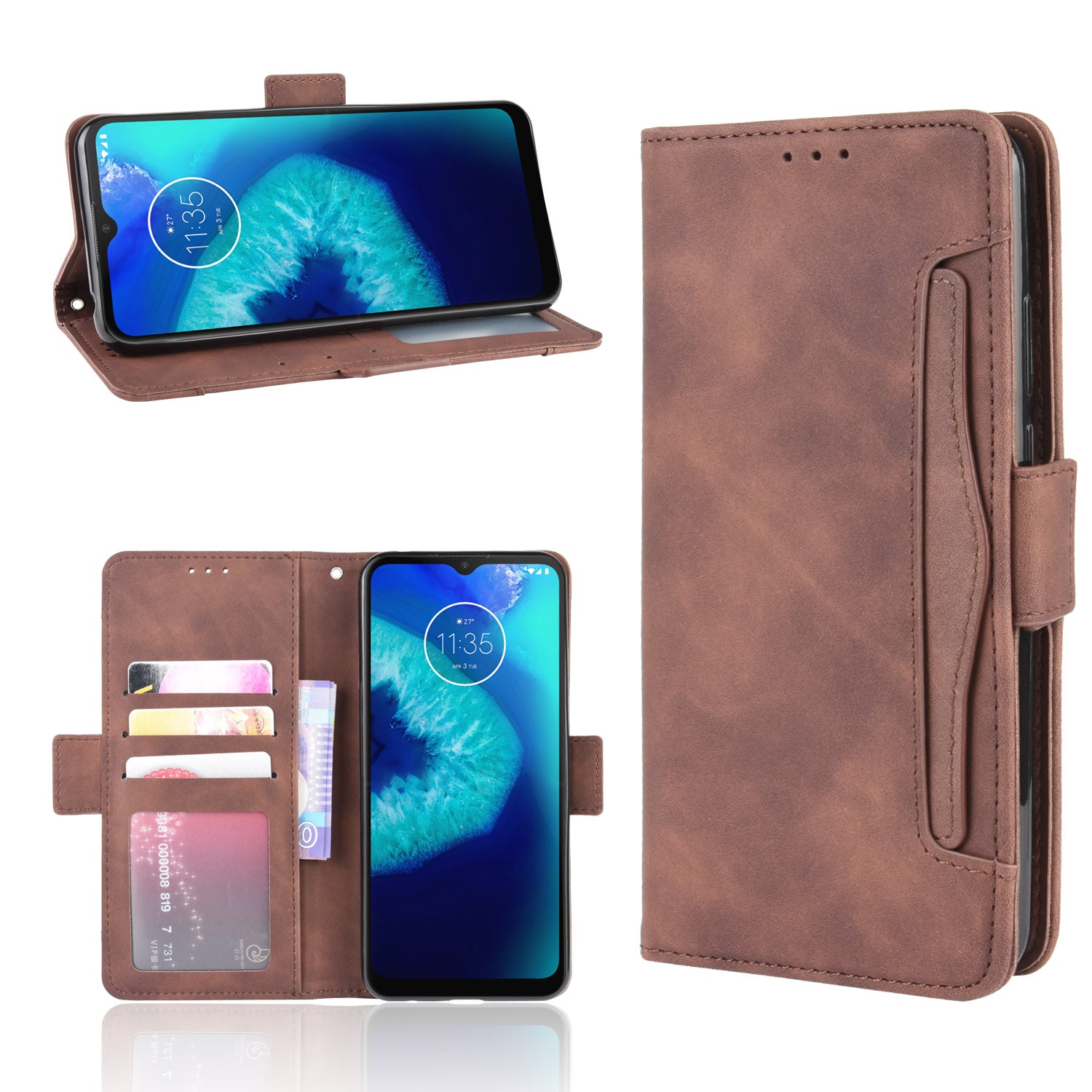 Multiple Card Slots PU Leather Shell for Motorola Moto G8 Power Lite