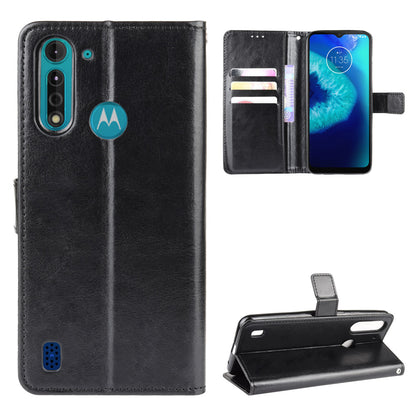 Crazy Horse Skin PU Leather Back Shell for Motorola Moto G8 Power Lite