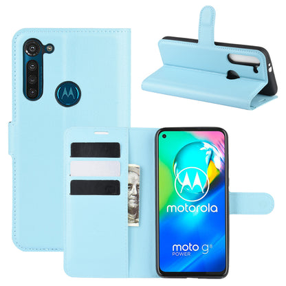 Litchi Skin with Wallet Leather Cover for Motorola Moto G8 Power