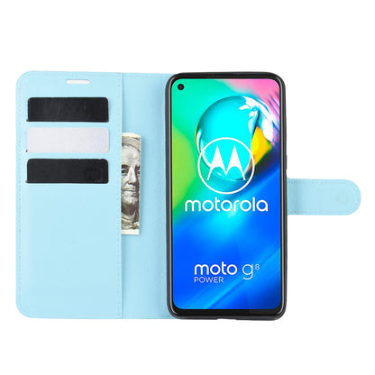 Litchi Skin with Wallet Leather Cover for Motorola Moto G8 Power