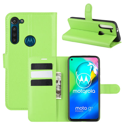 Litchi Skin with Wallet Leather Cover for Motorola Moto G8 Power