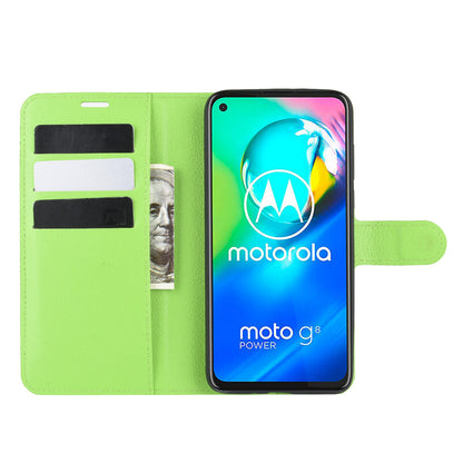 Litchi Skin with Wallet Leather Cover for Motorola Moto G8 Power