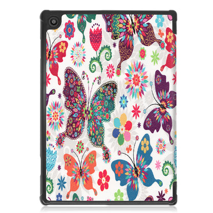 Pattern Printing Leather Tri-fold Tablet Flip Cover for Lenovo M10 FHD REL TB-X605FC