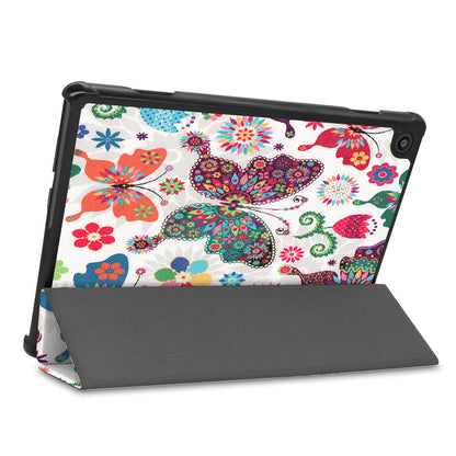 Pattern Printing Leather Tri-fold Tablet Flip Cover for Lenovo M10 FHD REL TB-X605FC