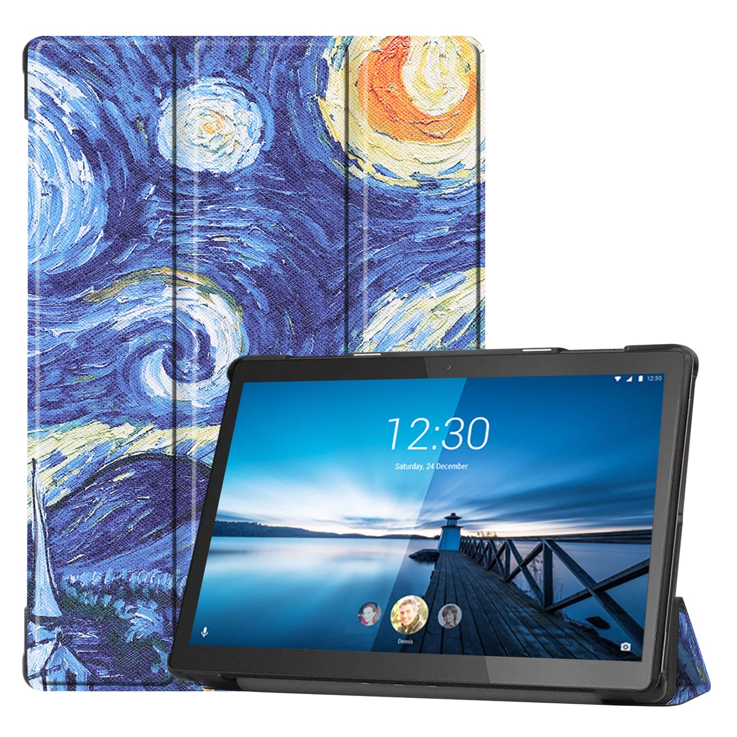 Pattern Printing Leather Tri-fold Tablet Flip Cover for Lenovo M10 FHD REL TB-X605FC