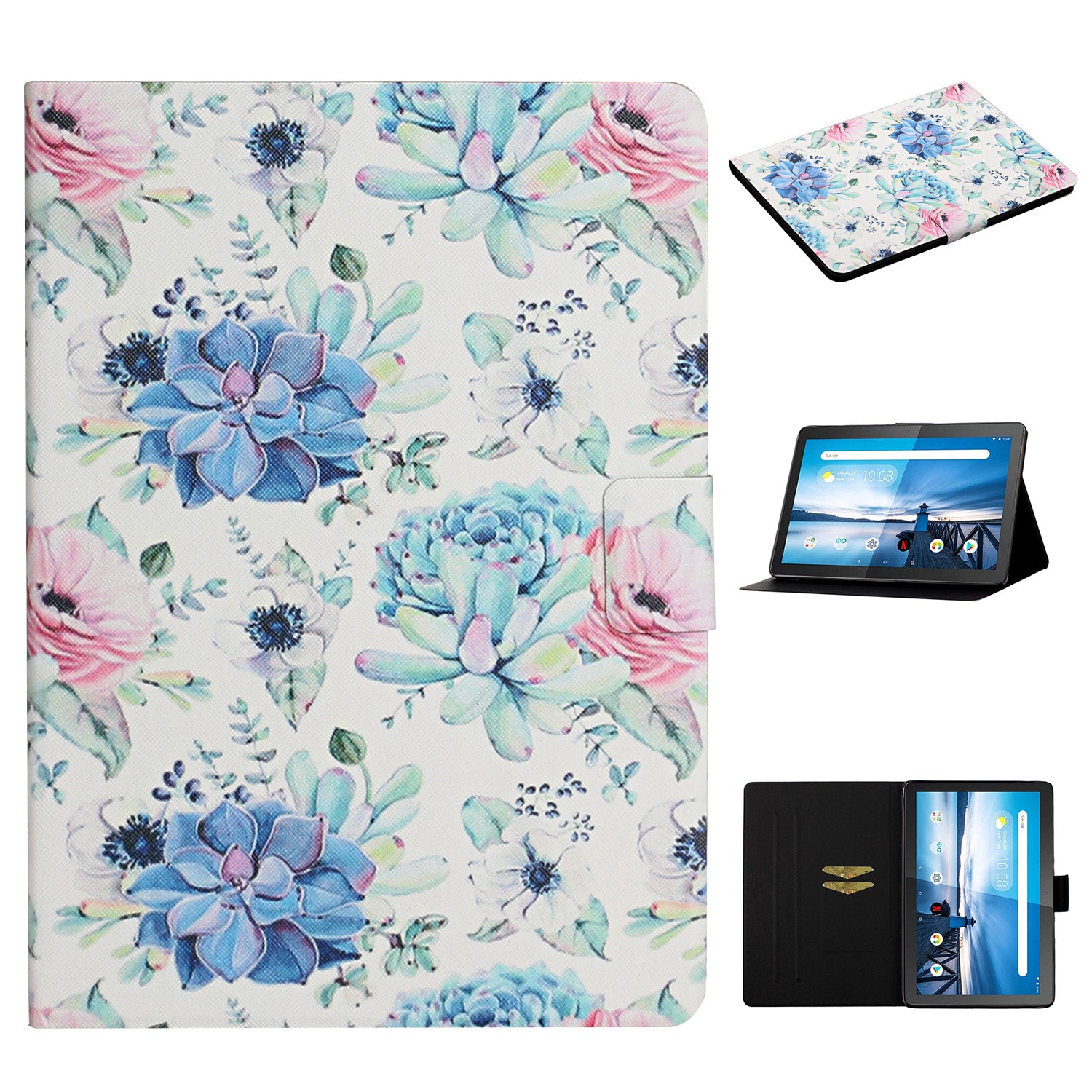 Flower Pattern Printing Tablet Cover for Lenovo Tab M10 TB-X605F