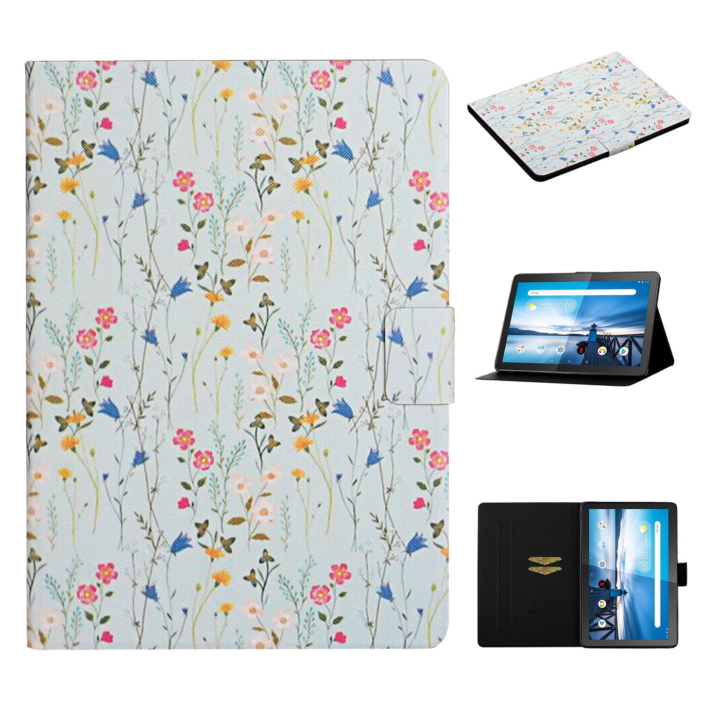 Flower Pattern Printing Tablet Cover for Lenovo Tab M10 TB-X605F