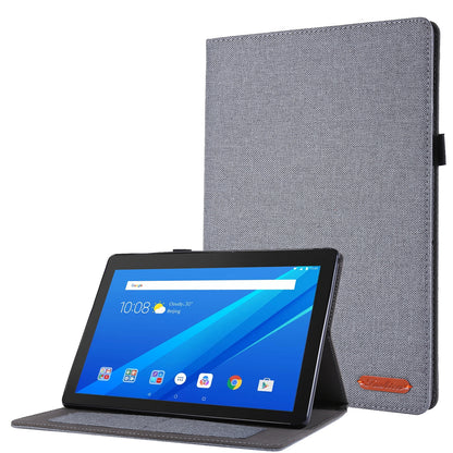 Cloth Texture Leather Tablet Shell with Card Holder Stand for Lenovo Tab E10