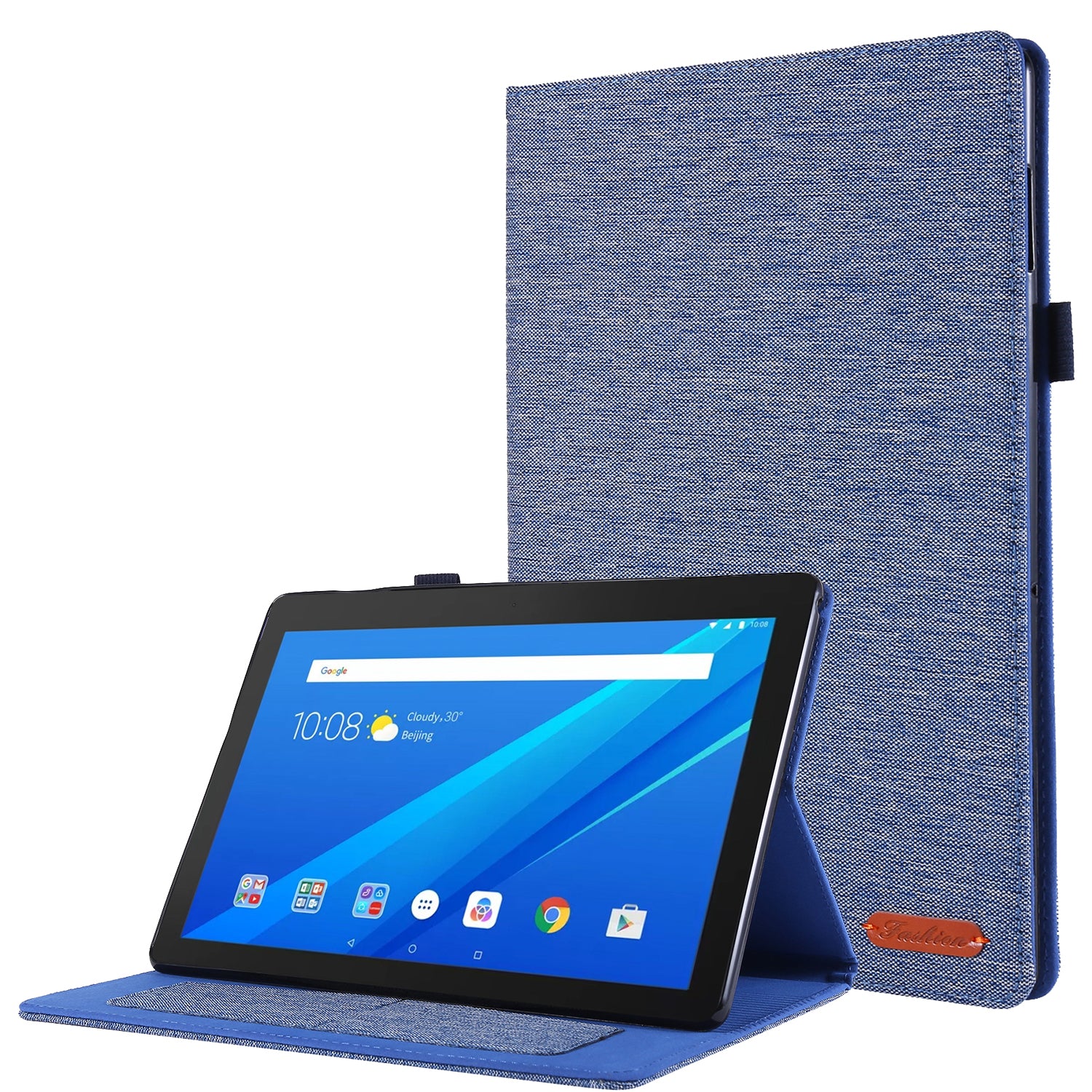 Cloth Texture Leather Tablet Shell with Card Holder Stand for Lenovo Tab E10