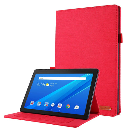 Cloth Texture Leather Tablet Shell with Card Holder Stand for Lenovo Tab E10