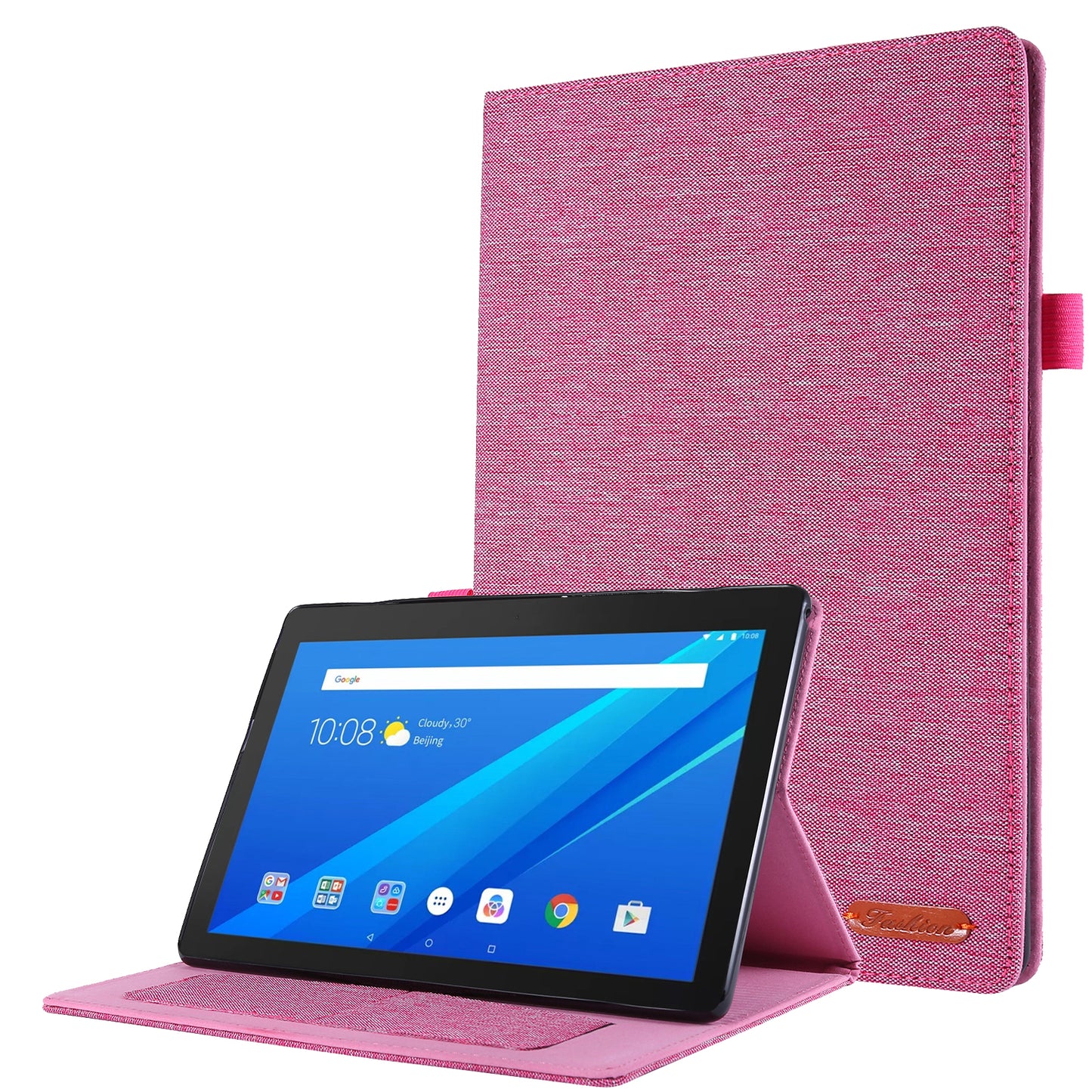 Cloth Texture Leather Tablet Shell with Card Holder Stand for Lenovo Tab E10