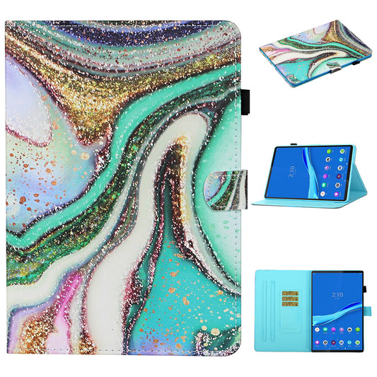 Pattern Printing Card Slots Stand Flip Leather Protective Case for Lenovo Tab M10 Plus TB-X606F