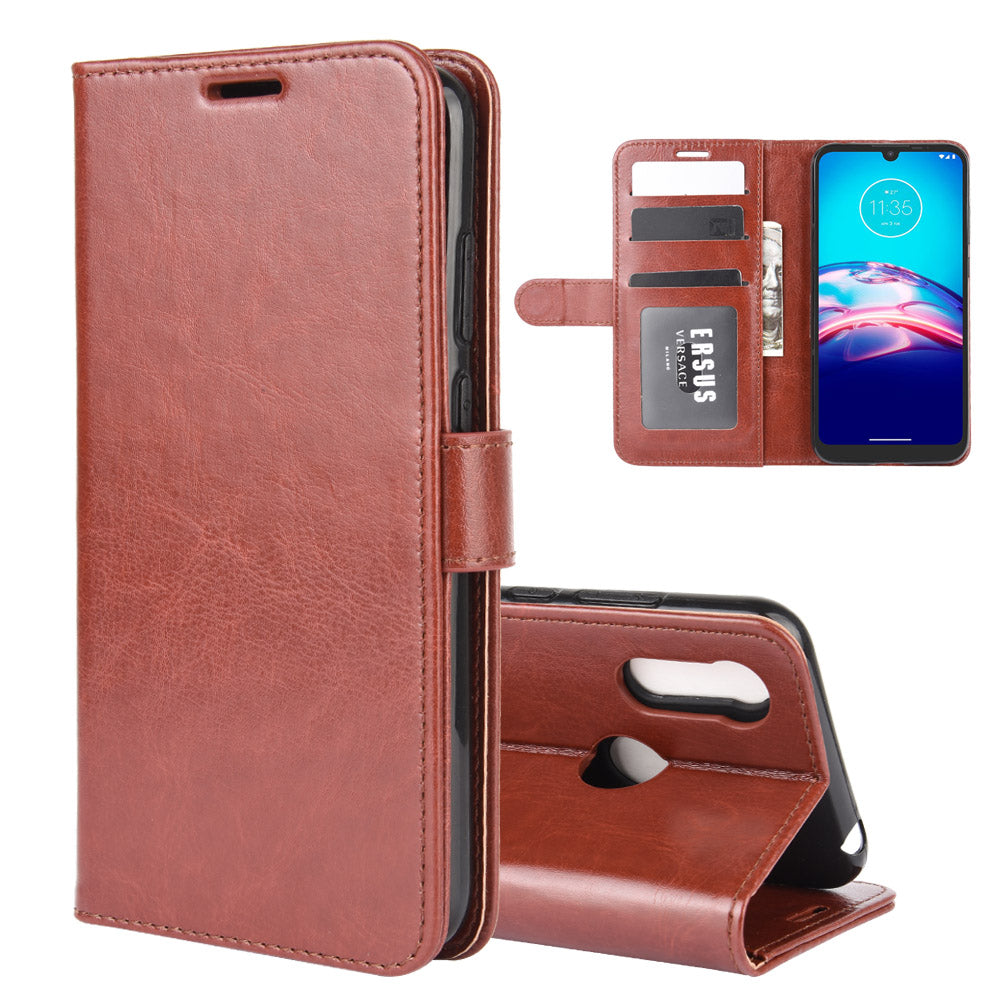 Crazy Horse Wallet Leather Magnetic Phone Cover for Motorola Moto E6s (2020)