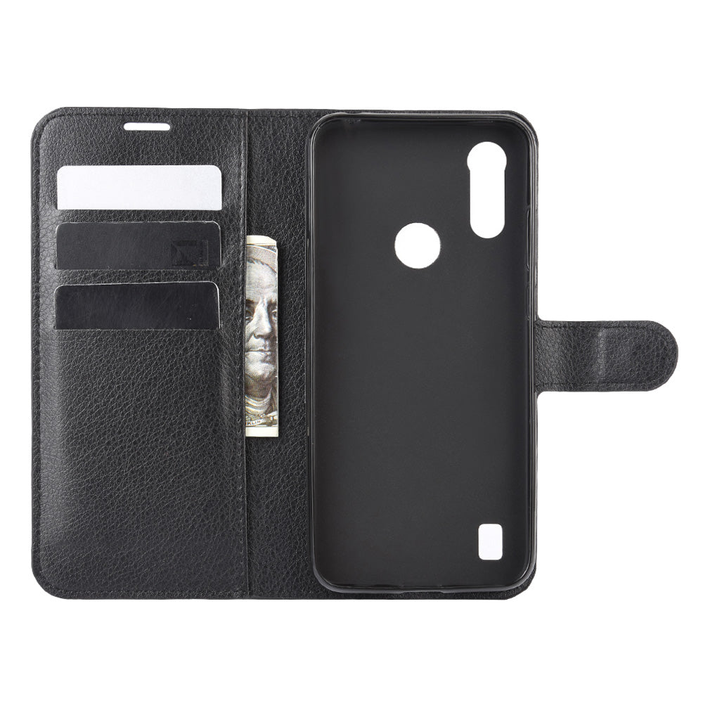 Litchi Surface with Wallet Leather Shell for Motorola Moto E6s (2020)