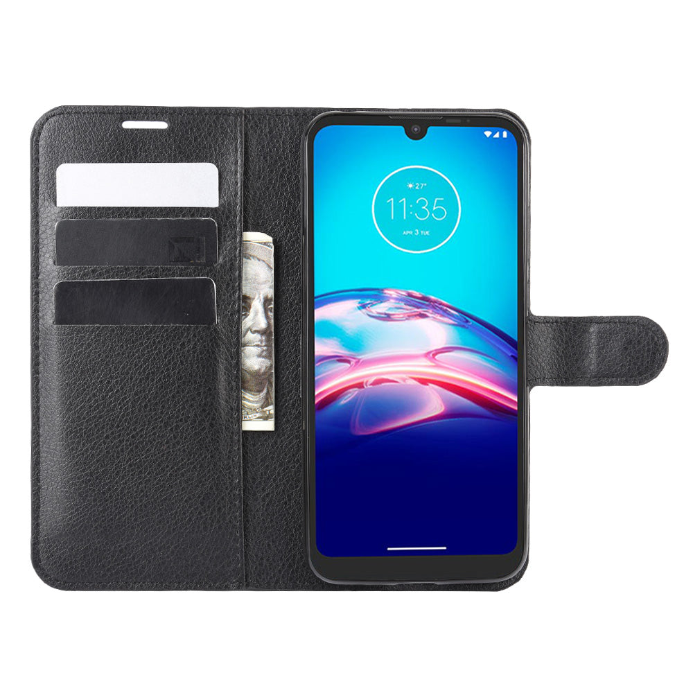 Litchi Surface with Wallet Leather Shell for Motorola Moto E6s (2020)