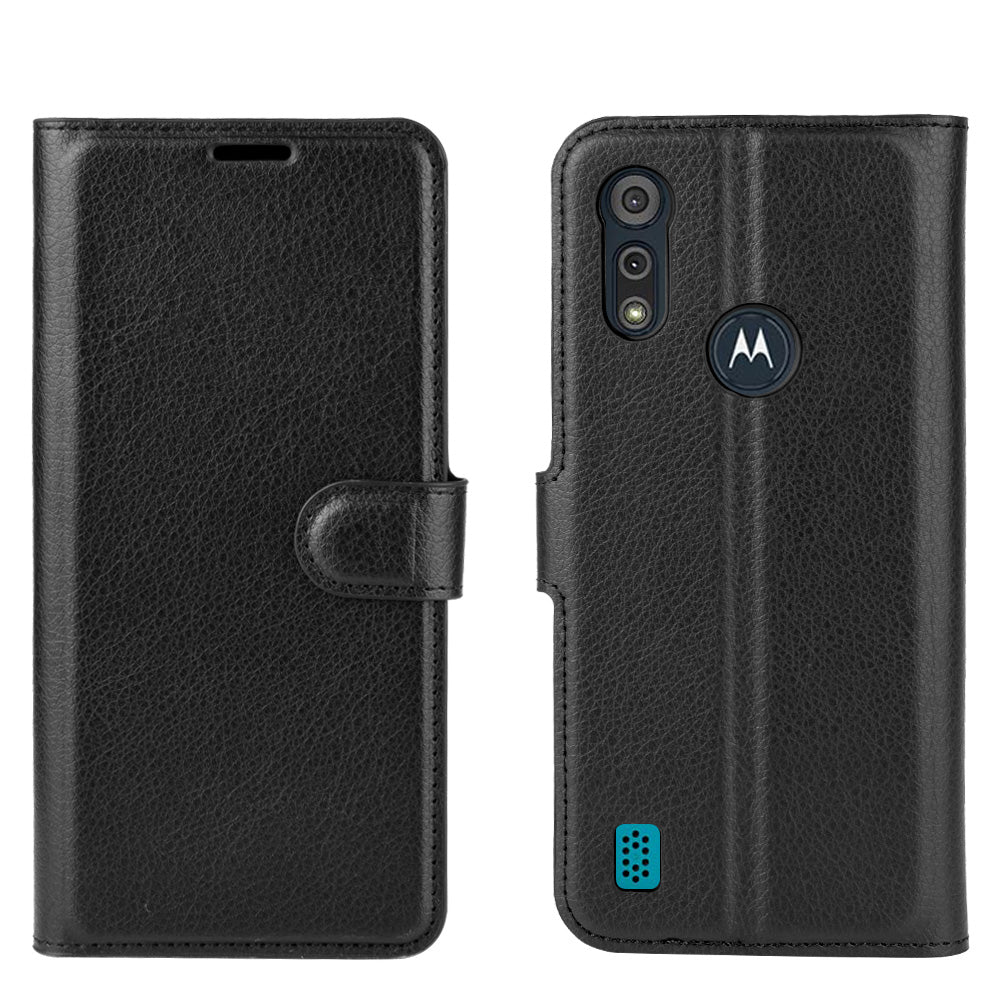 Litchi Surface with Wallet Leather Shell for Motorola Moto E6s (2020)