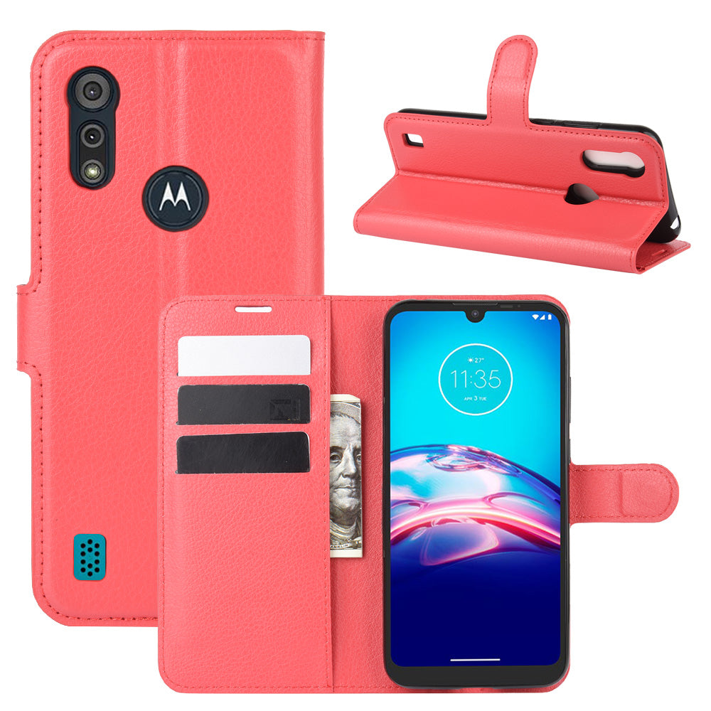 Litchi Surface with Wallet Leather Shell for Motorola Moto E6s (2020)