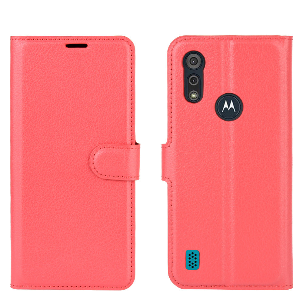 Litchi Surface with Wallet Leather Shell for Motorola Moto E6s (2020)