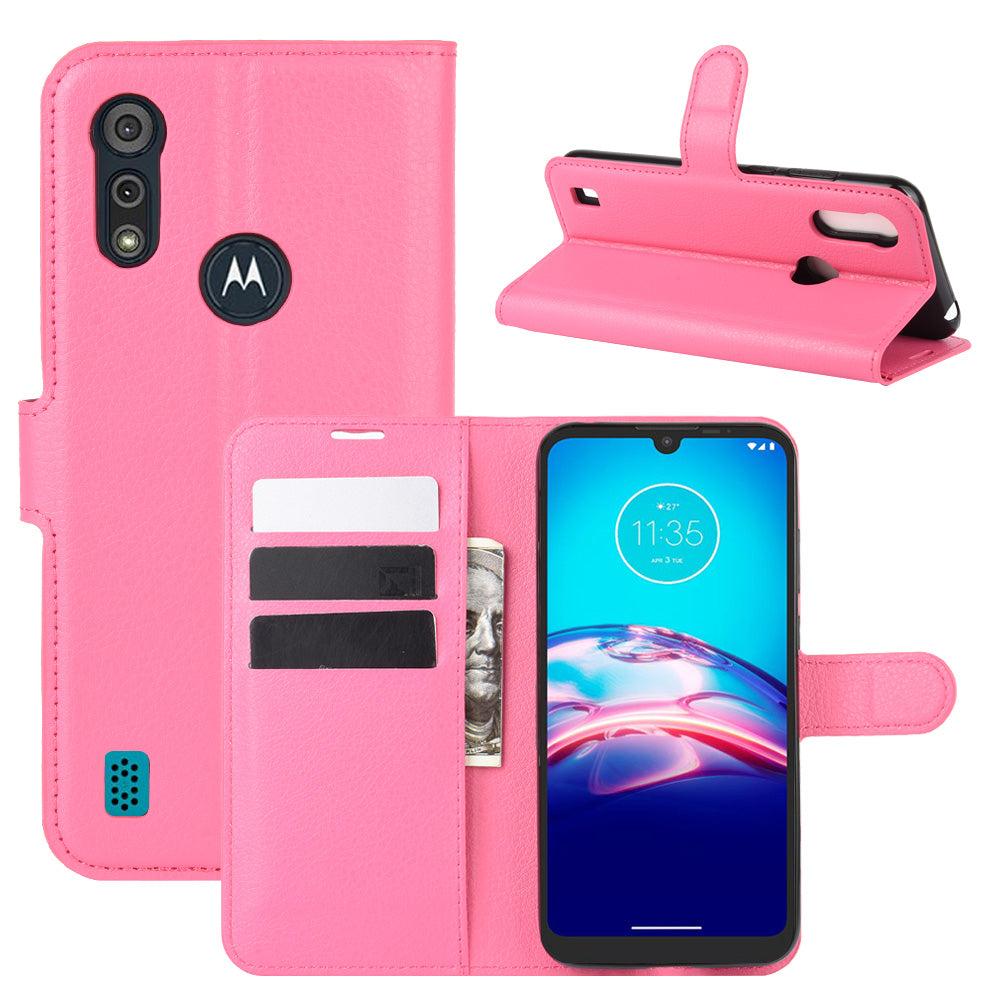 Litchi Surface with Wallet Leather Shell for Motorola Moto E6s (2020)