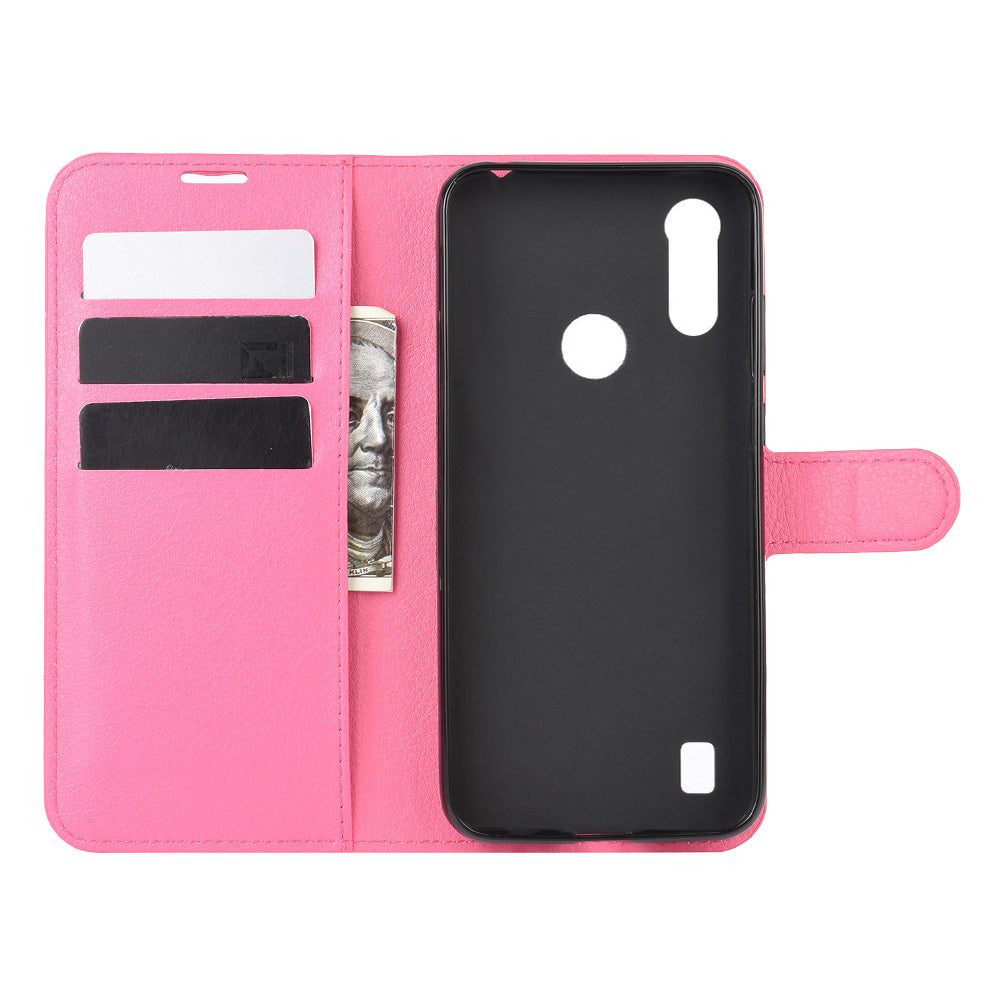 Litchi Surface with Wallet Leather Shell for Motorola Moto E6s (2020)