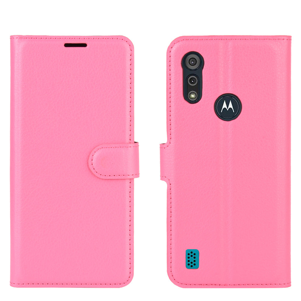 Litchi Surface with Wallet Leather Shell for Motorola Moto E6s (2020)