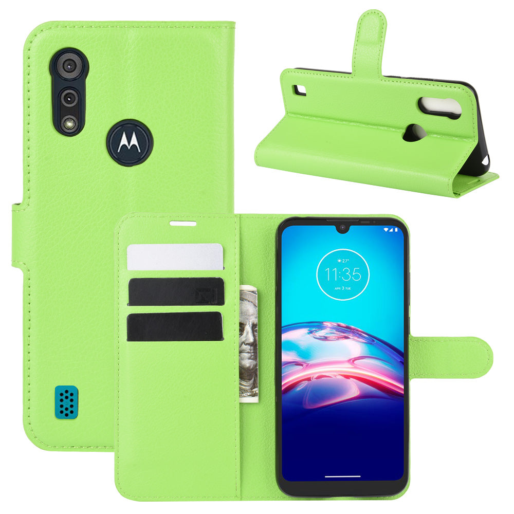 Litchi Surface with Wallet Leather Shell for Motorola Moto E6s (2020)