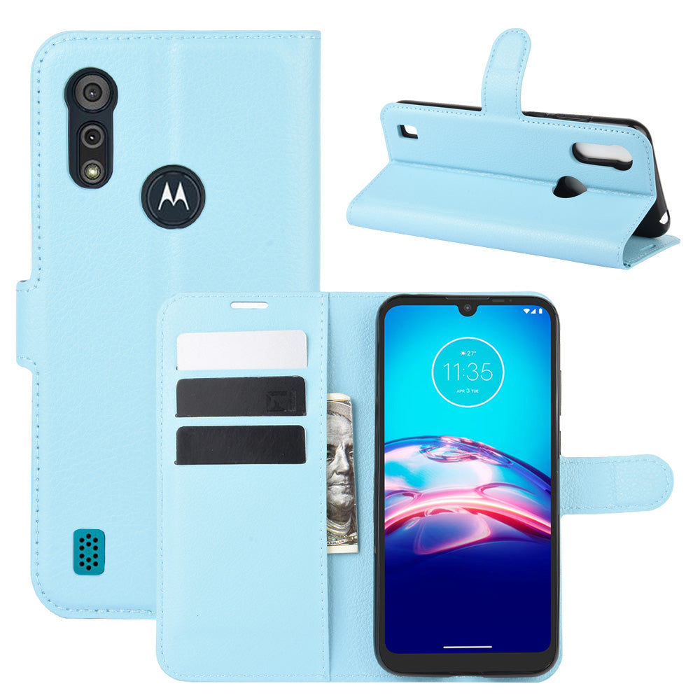 Litchi Surface with Wallet Leather Shell for Motorola Moto E6s (2020)